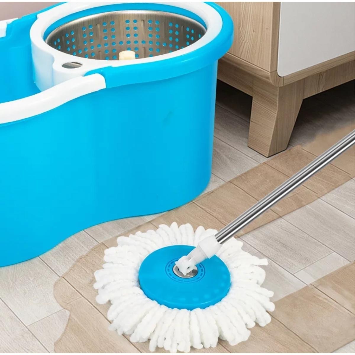 Easy Spin Magical Mop Set with Steel Bucket | 360 Degree Rotating Microfiber Mop Head